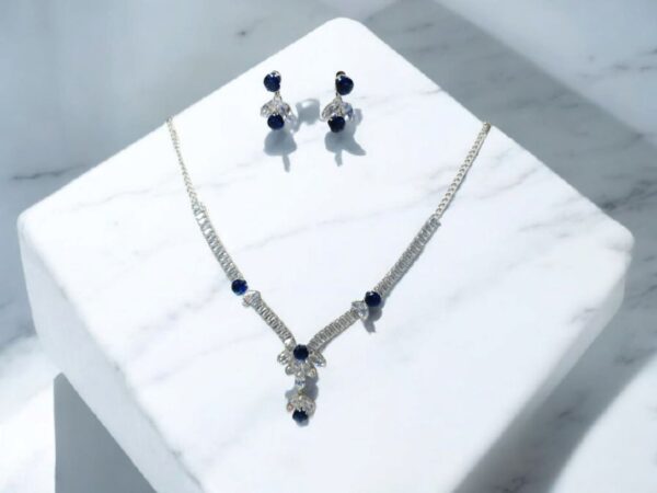 Silver Plated with White Crystal & Blue Stone - Image 2